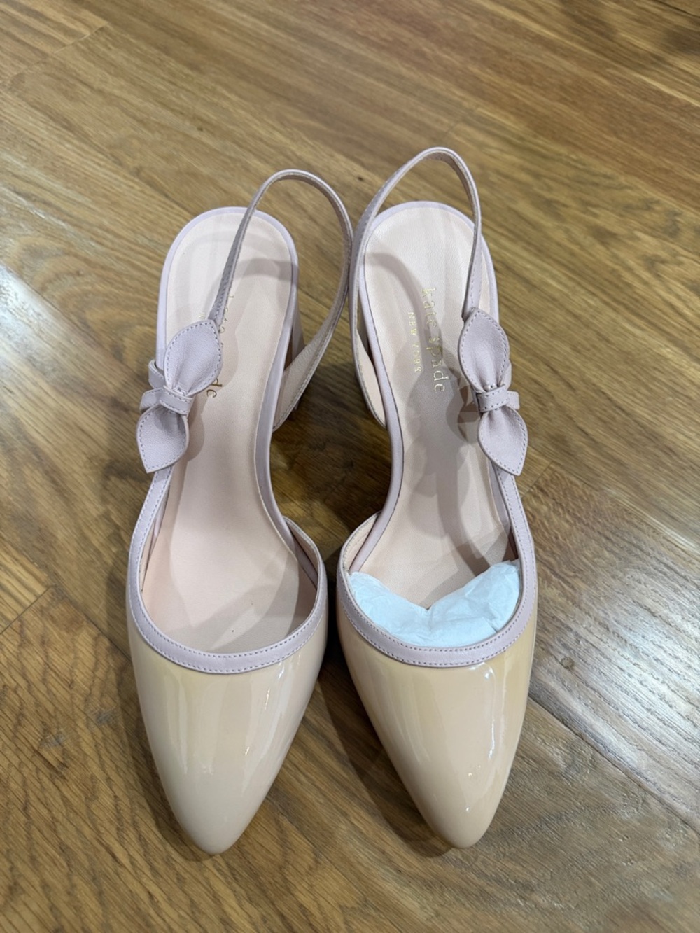 Brand new Kate spade Patent Pointed Slingback Pumps in Nude and Blush